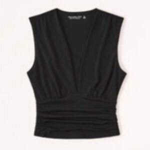 ABERCROMBIE Cropped V Neck Ruched Top NWT
